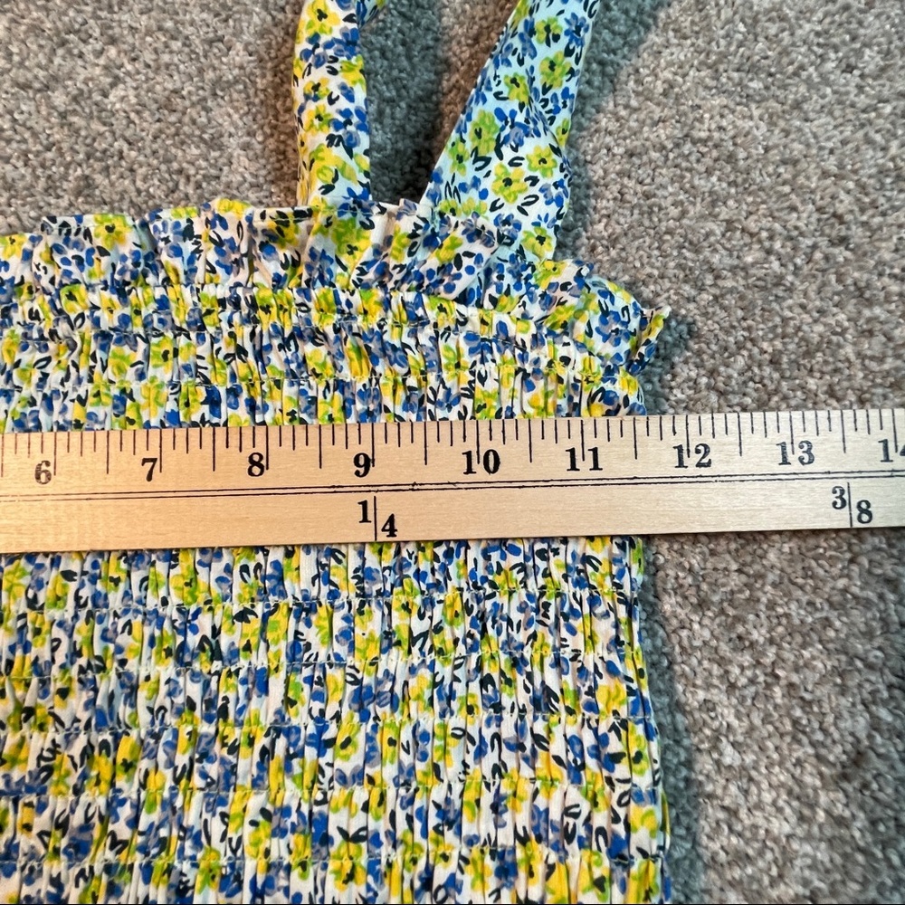 TOPSHOP Blue Yellow Smocked Tank Top Size 6 NWOT - Picture 6 of 6